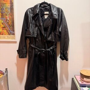 Abercrombie & Fitch Dark Leather Trench Coat